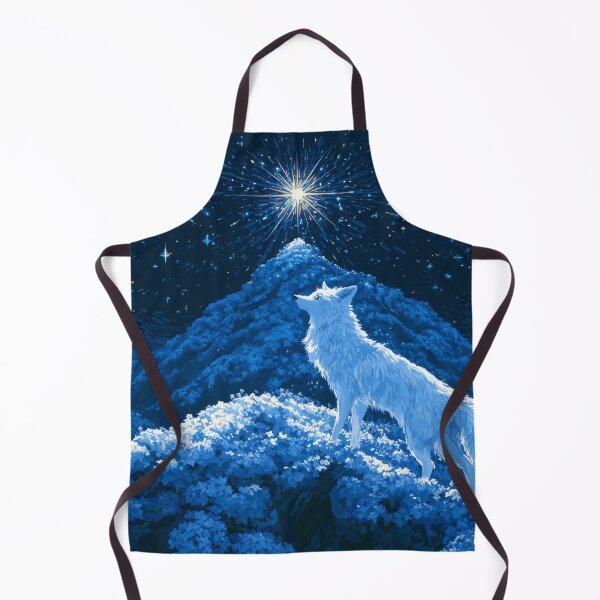 Item preview, White fox looking up at a glowing bright star designed and sold by scicilysimonee.