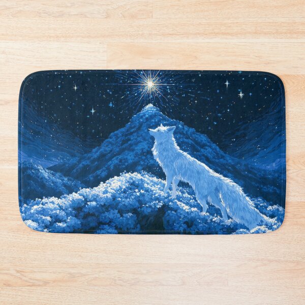 Item preview, White fox looking up at a glowing bright star designed and sold by scicilysimonee.
