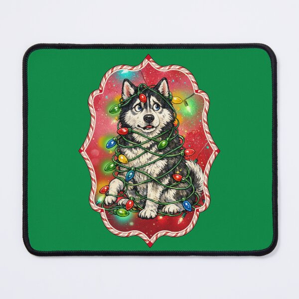 Item preview, Funny Dog Tangled in Christmas Lights Siberian Husky designed and sold by Lion and Lamb Design.