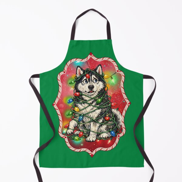 Item preview, Funny Dog Tangled in Christmas Lights Siberian Husky designed and sold by Lion and Lamb Design.