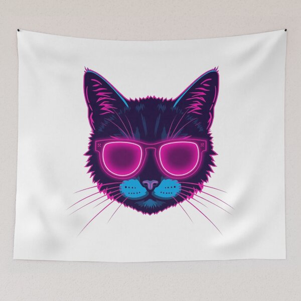 Item preview, Neon Cyberpunk Synthwave Cat designed and sold by Stylestickers55.