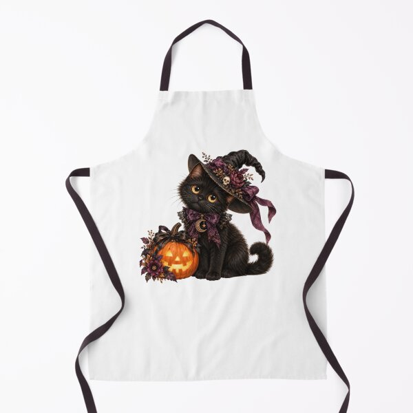 Item preview, Gothic Black Cat Witch with Pumpkin – Halloween Cat designed and sold by INVITOARTE.