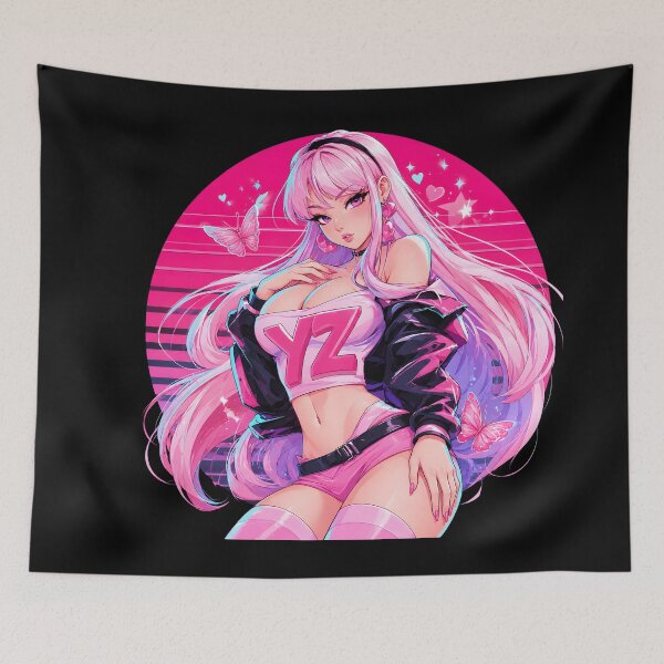 Item preview, Pink Anime Girl kpop, gamer girl, edm anime girl designed and sold by NovaBlossomCo.