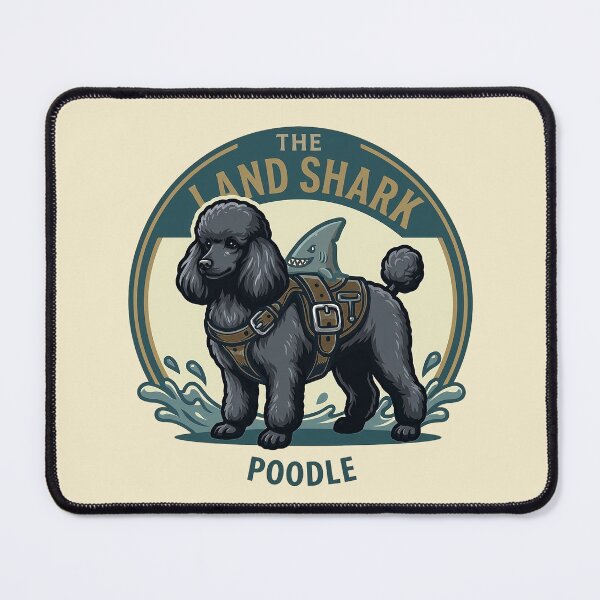 Item preview, The Land Shark – Funny Poodle Dog Shark Fin Design - Black designed and sold by Vin Zzep.