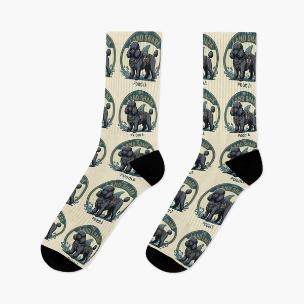Item preview, The Land Shark – Funny Poodle Dog Shark Fin Design - Black designed and sold by Vin  Zzep.