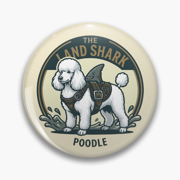 Item preview, The Land Shark – Funny Poodle Dog Shark Fin Design - White designed and sold by Vin  Zzep.