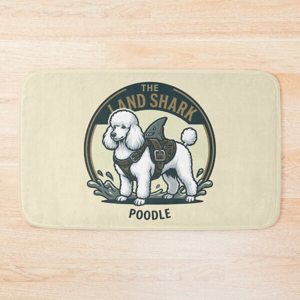 Item preview, The Land Shark – Funny Poodle Dog Shark Fin Design - White designed and sold by Vin  Zzep.