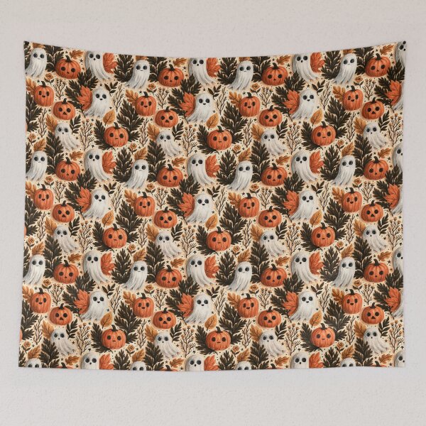 Item preview, Ghost and Pumpkin Halloween Pattern designed and sold by Derek Gillette.