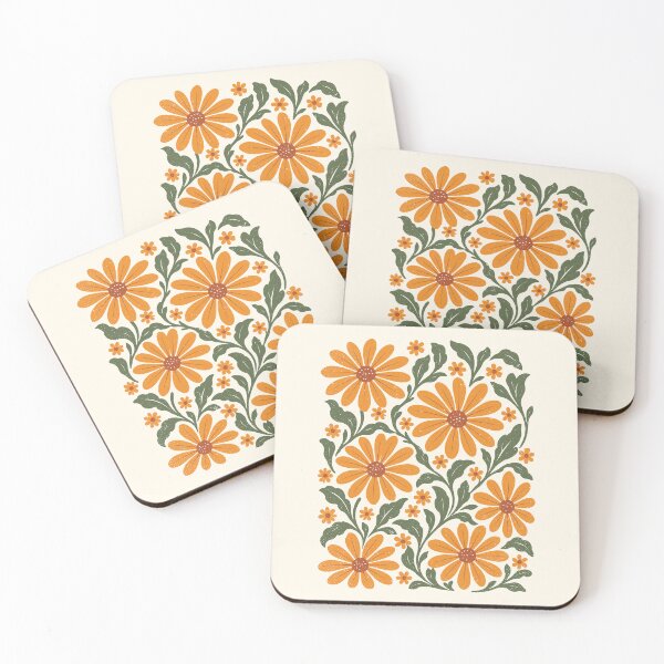 Item preview, Orange Daisies Retro Boho Flowers Floral Botanical  designed and sold by Y-Vibes.