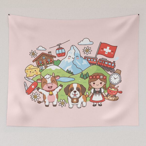 Item preview, Cute Switzerland Kawaii Doodles designed and sold by Amir Faysal.