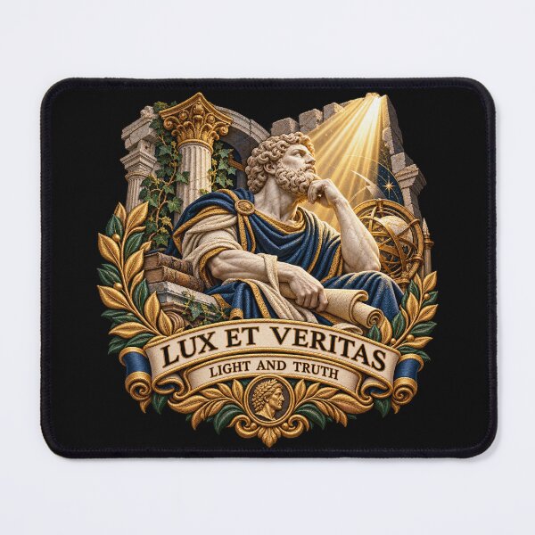 Item preview, Lux et Veritas Latin Motto – Light and Truth Classical Philosopher Embroidery designed and sold by Emoji Emblems.