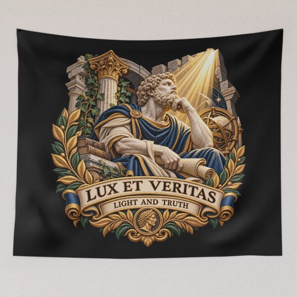 Item preview, Lux et Veritas Latin Motto – Light and Truth Classical Philosopher Embroidery designed and sold by Emoji Emblems.