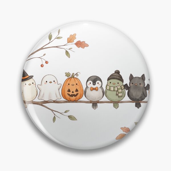 Item preview, Cute Halloween birds on an autumn branch designed and sold by DragonPrint.