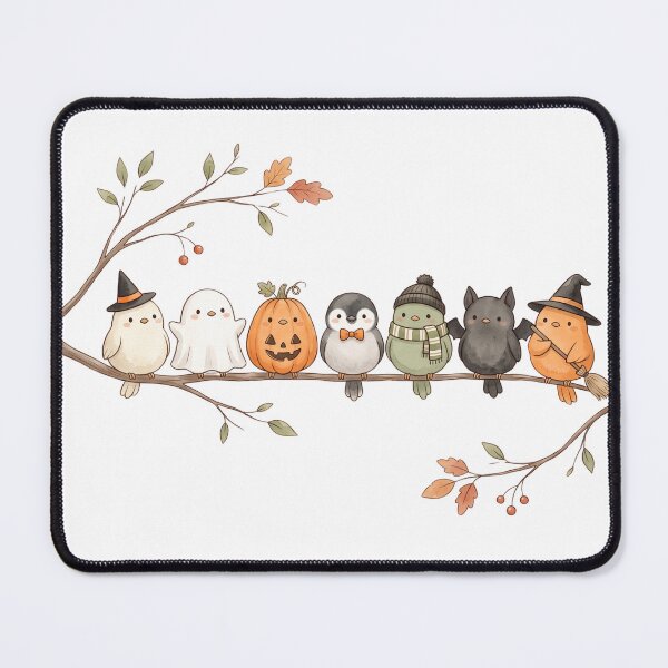 Item preview, Cute Halloween birds on an autumn branch designed and sold by DragonPrint.