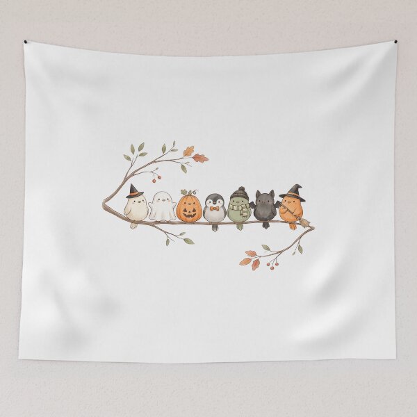 Item preview, Cute Halloween birds on an autumn branch designed and sold by DragonPrint.