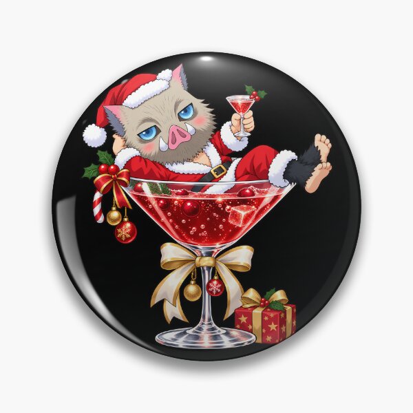 Item preview, Inosuke Hashibira Demon Slayer Christmas Martini Cocktail Chibi designed and sold by mildaclairmo.