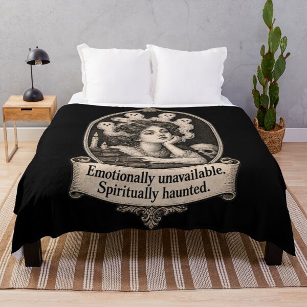 Item preview, Emotionally Unavailable Spiritually Haunted – Dark Halloween Humor designed and sold by doorzz.