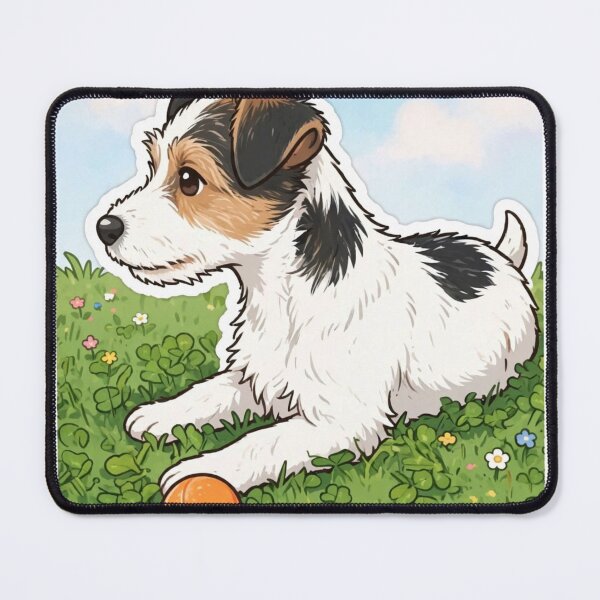 Item preview, Cute carton Puppy on the green lawn with Ball. Jack Russell terrier kavaii dog puppy designed and sold by ollgast5.