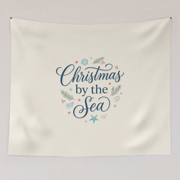 Item preview, Christmas by the Sea – Coastal Christmas Typography Beach Holiday Design designed and sold by Sea Gem.