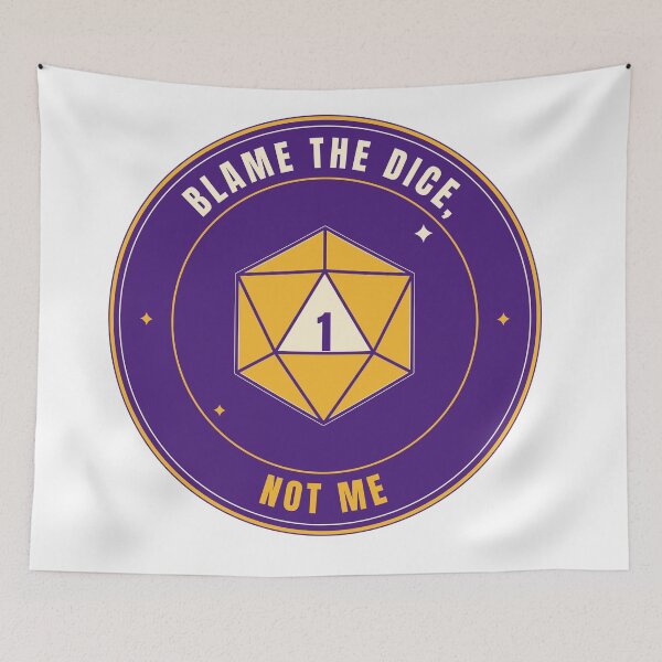 Item preview, Blame the Dice, Not Me | Funny Tabletop RPG D20 Gamer Badge designed and sold by Mega-Shopping.