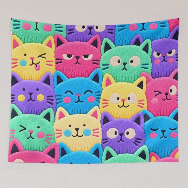 Item preview, Kawaii Colorful Cartoon Cat Faces designed and sold by Artistikastore.