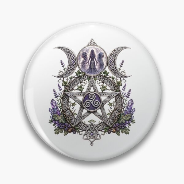 Item preview, Triple Moon Goddess Celtic Pentacle Maiden, Mother, Crone designed and sold by EnchantedMoon143.