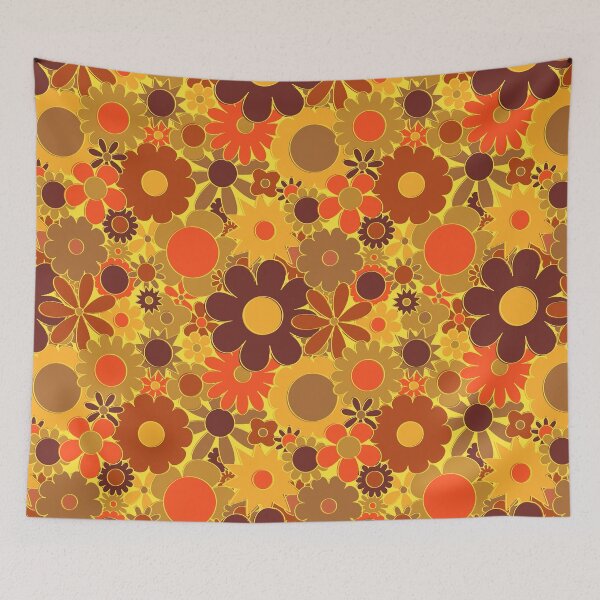 Item preview, Funky Daisy Floral in Electric Orange designed and sold by YesterdayColl.