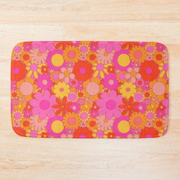 Item preview, Funky Daisy Floral in Orange + Pink designed and sold by YesterdayColl.