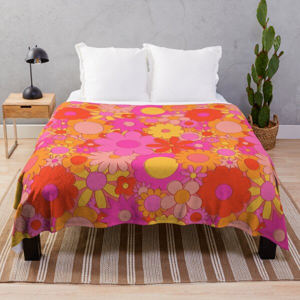 Item preview, Funky Daisy Floral in Orange + Pink designed and sold by YesterdayColl.