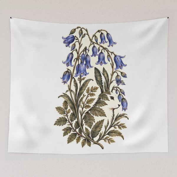 Item preview, The Hare Among Bluebells | Hidden Hare Botanical Art designed and sold by Norvian.