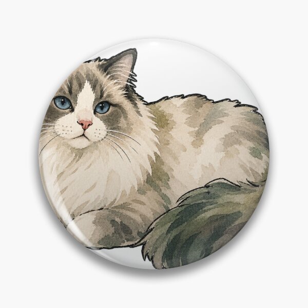 Item preview, Fluffy Ragdoll Cat Loafing Watercolor Illustration designed and sold by Jessie's Palette.