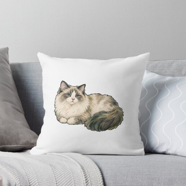 Item preview, Fluffy Ragdoll Cat Loafing Watercolor Illustration designed and sold by Jessie's Palette.