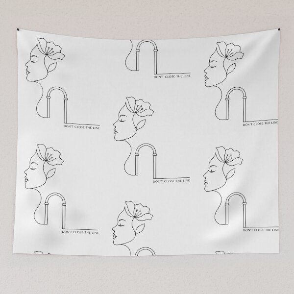Item preview, "Don't Close The Line Minimalist Art: Abstract Female Face with Flower and Architectural Line Vector Design" designed and sold by Nubian Style.