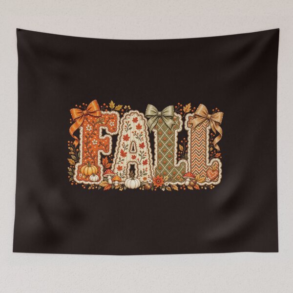 Item preview, Fall Embroidered Letters With Coquette Bows And Pumpkins Aesthetic designed and sold by YAWO-PAE.
