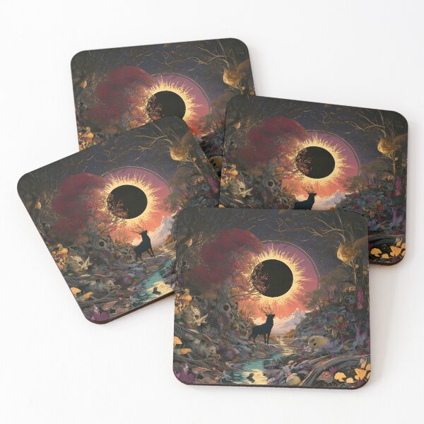 Item preview, Solar Eclipse Mystical Forest Stag Art designed and sold by Lunat1kk.