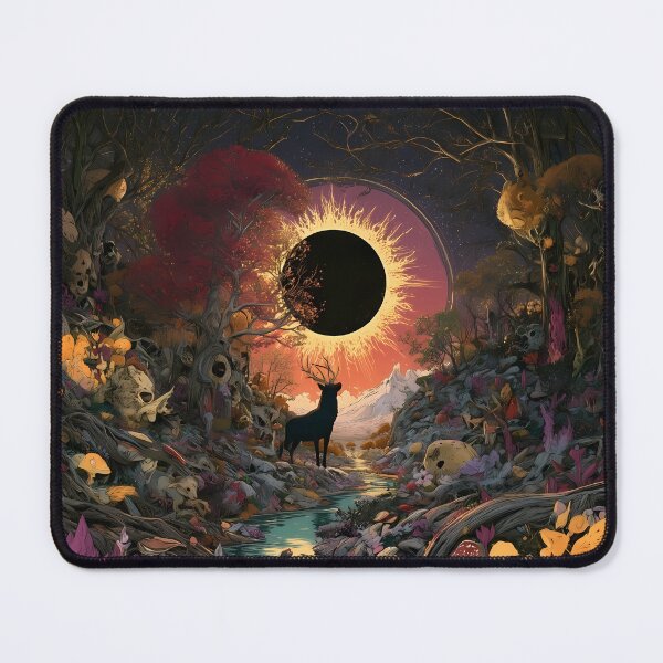Item preview, Solar Eclipse Mystical Forest Stag Art designed and sold by Lunat1kk.