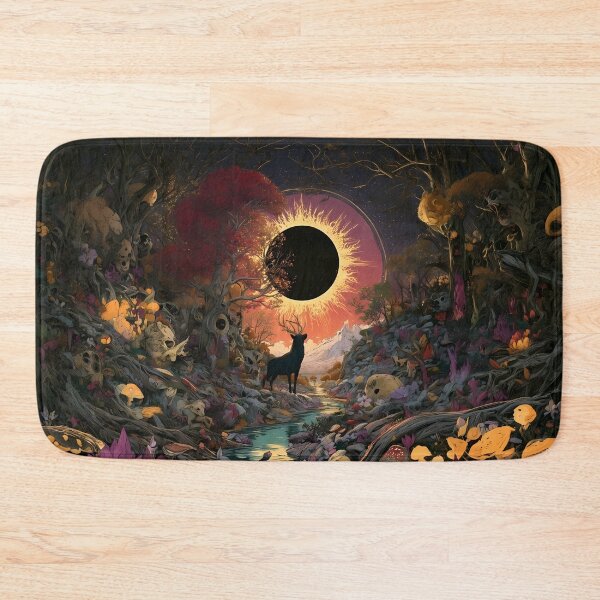 Item preview, Solar Eclipse Mystical Forest Stag Art designed and sold by Lunat1kk.