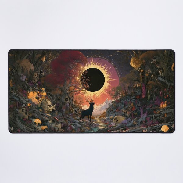 Item preview, Solar Eclipse Mystical Forest Stag Art designed and sold by Lunat1kk.