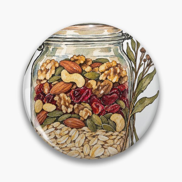Item preview, Granola Jar with Dried Wildflowers Watercolor Art designed and sold by Jessie's Palette.
