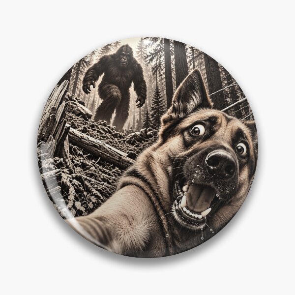 Item preview, Bigfoot Running After German Shepherd Dog Selfie designed and sold by 76Valeria.