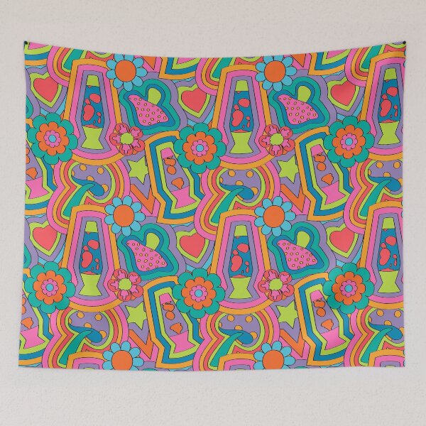 Item preview, Psychedelic 60's Nostalgia in Neon Rainbow designed and sold by YesterdayColl.