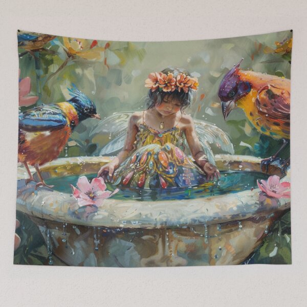 Item preview, Enchanted Fairy Garden with Colorful Songbirds designed and sold by GSizzle1.