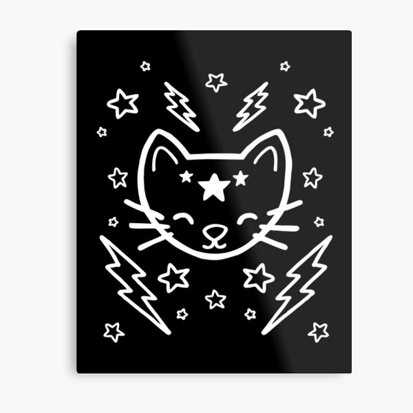 Mystic Cat - White Metal Print