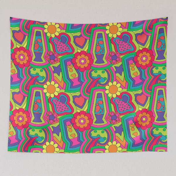 Item preview, Psychedelic 60's Nostalgia in Fluorescent Neon Rainbow designed and sold by YesterdayColl.