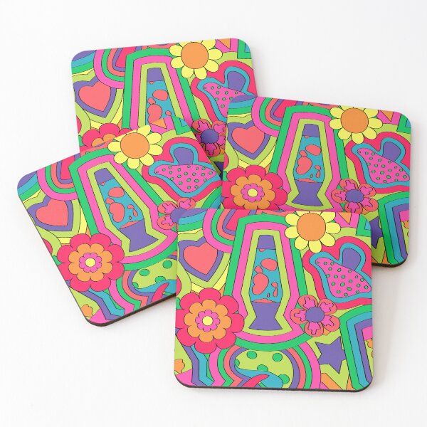 Item preview, Psychedelic 60's Nostalgia in Fluorescent Neon Rainbow designed and sold by YesterdayColl.