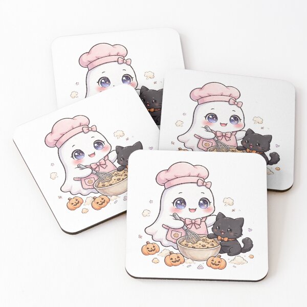 Item preview, Cute Ghost Baker Baking Pumpkin Cookies - Kawaii Halloween designed and sold by OmniaRozza.