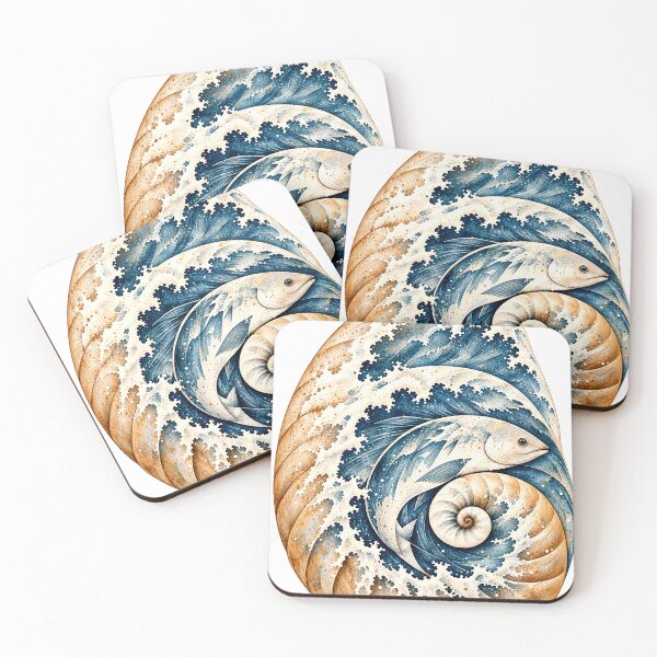 Item preview, The Sea Within the Shell | Hidden Fish Spiral Shell Art designed and sold by Norvian.