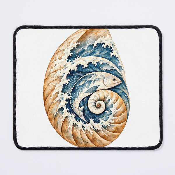Item preview, The Sea Within the Shell | Hidden Fish Spiral Shell Art designed and sold by Norvian.