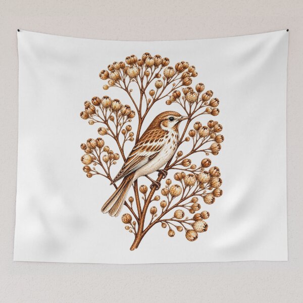 Item preview, Song Among the Seedheads | Hidden Songbird Botanical Art  designed and sold by Norvian.