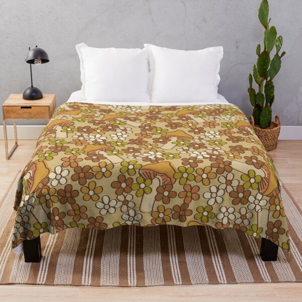 Item preview, Retro Country Mushrooms in Neutral Goldenrod designed and sold by YesterdayColl.